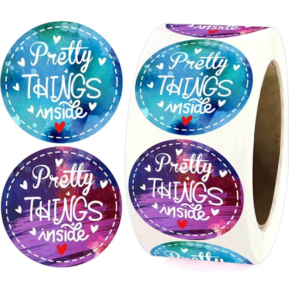 50 ct  are 2 x 2 Inch  Watercolor PRETTY THINGS INSIDE stickers